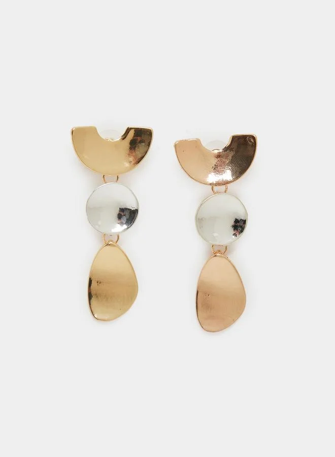 Styli Gold Geometric Drop Earrings
